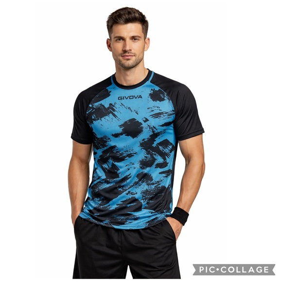 Givova Other - NEW GIVOVA MODELLO ART EMBROIDERED LOGO T-SHIRT TURQUOISE BLUE KEEP MOVING